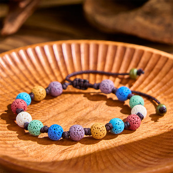 Bracelet de soutien en pierre de lave colorée Buddha Stones - image 3