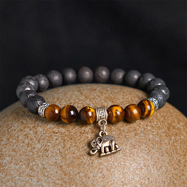 Bracelet de guérison en perles de cristal de lave noires Buddha Stones à motifs animaux - image 2