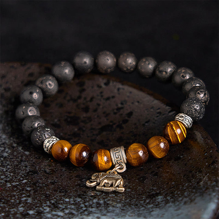 Bracelet de guérison en perles de cristal de lave noires Buddha Stones à motifs animaux - image 3