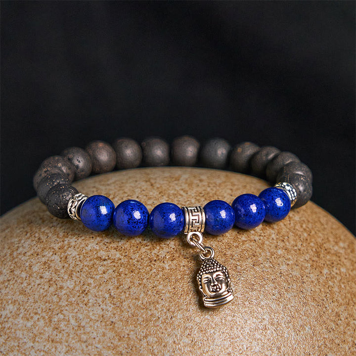 Bracelet de guérison en perles de cristal de lave noires Buddha Stones à motifs animaux - image 10