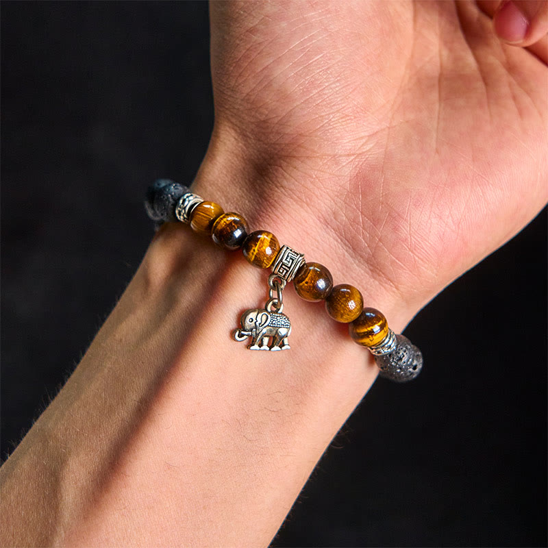 Bracelet de guérison en perles de cristal de lave noires Buddha Stones à motifs animaux - image 4