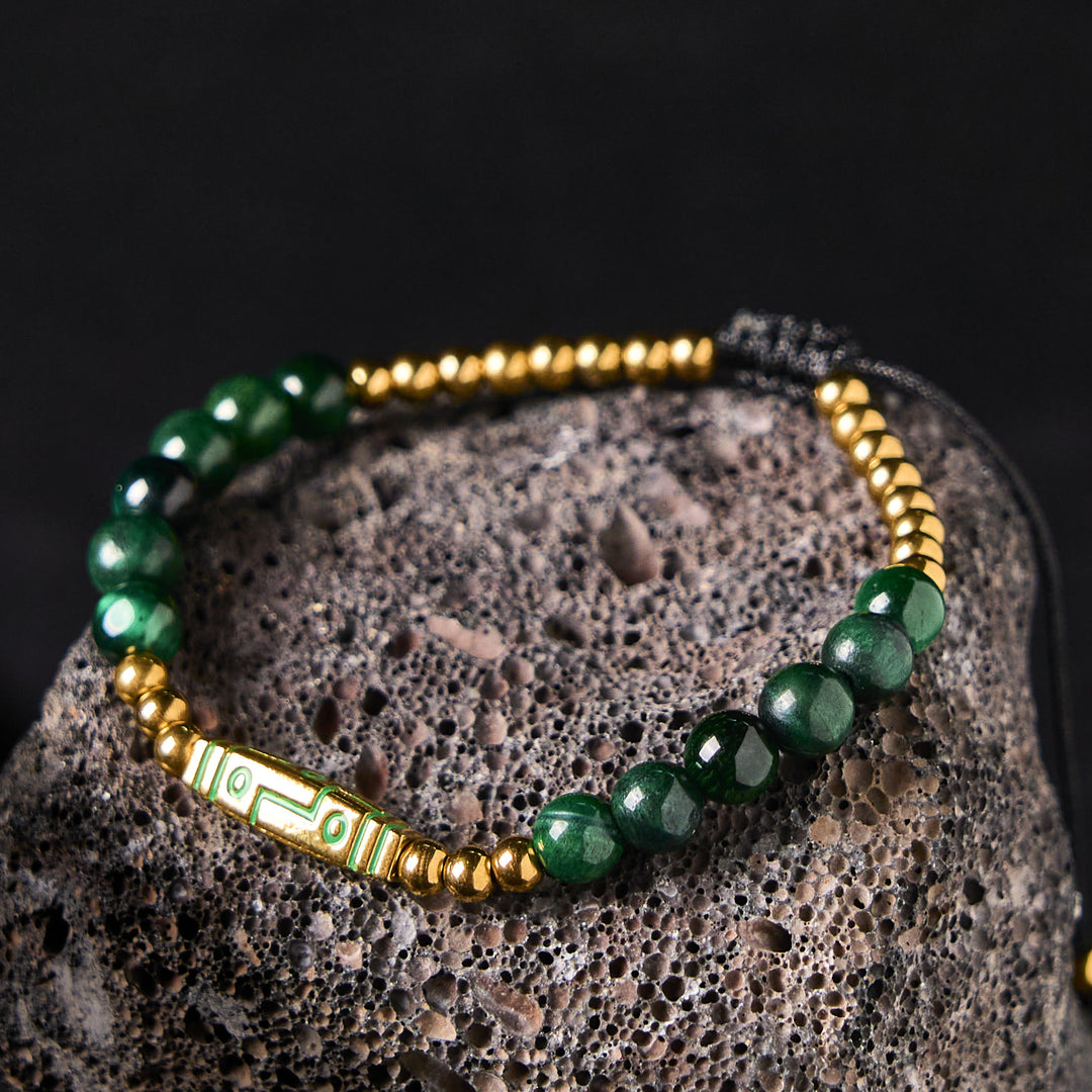 Bracelet de perles courageuses en œil de tigre avec joli motif osseux et Buddha Stones - image 11