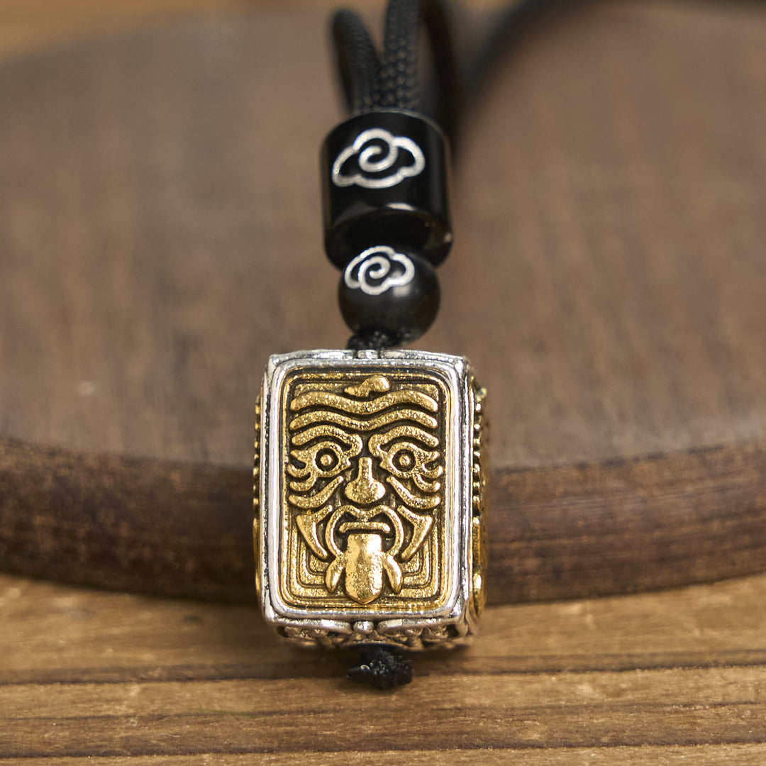 Collier pendentif carré en corde de protection avec Buddha Stones tibétaines Zakiram, déesse de la richesse - image 3