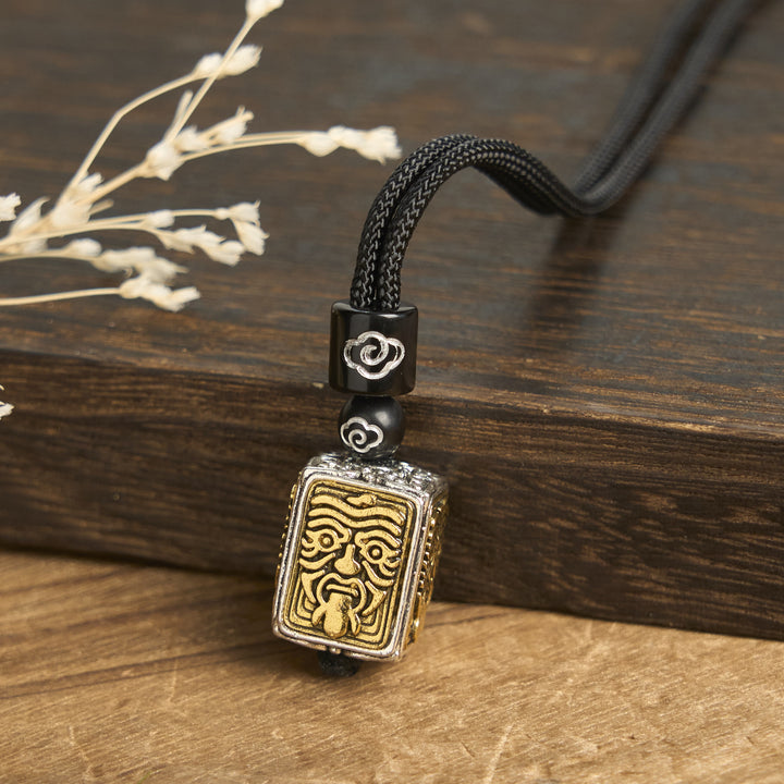 Collier pendentif carré en corde de protection avec Buddha Stones tibétaines Zakiram, déesse de la richesse - image 4