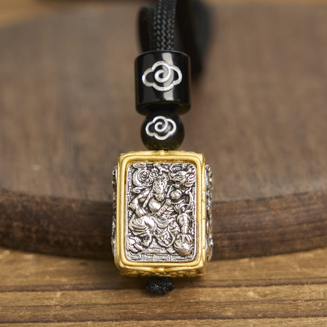 Collier pendentif carré en corde de protection avec Buddha Stones tibétaines Zakiram, déesse de la richesse - image 8