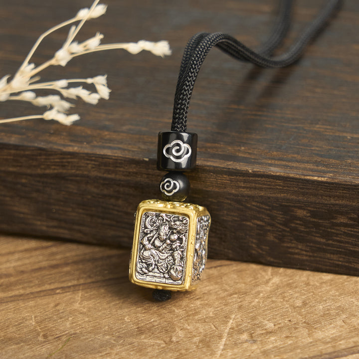 Collier pendentif carré en corde de protection avec Buddha Stones tibétaines Zakiram, déesse de la richesse - Bête mythique - image 7