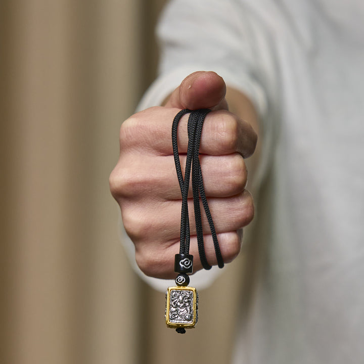 Collier pendentif carré en corde de protection avec Buddha Stones tibétaines Zakiram, déesse de la richesse - image 11