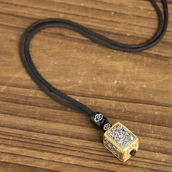 Collier pendentif carré en corde de protection avec Buddha Stones tibétaines Zakiram, déesse de la richesse - image 10