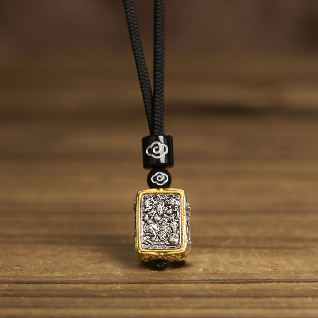 Collier pendentif carré en corde de protection avec Buddha Stones tibétaines Zakiram, déesse de la richesse - image 9