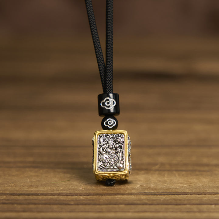 Collier pendentif carré en corde de protection avec Buddha Stones tibétaines Zakiram, déesse de la richesse - image 9
