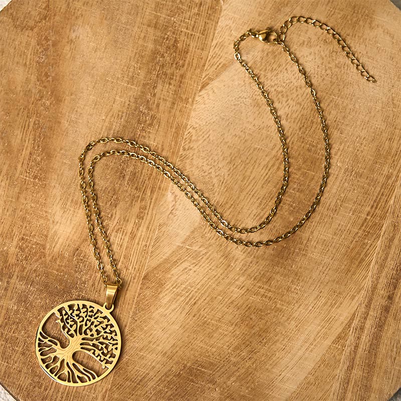Collier pendentif Buddha Stones L'Arbre de Vie en acier titane - image 2