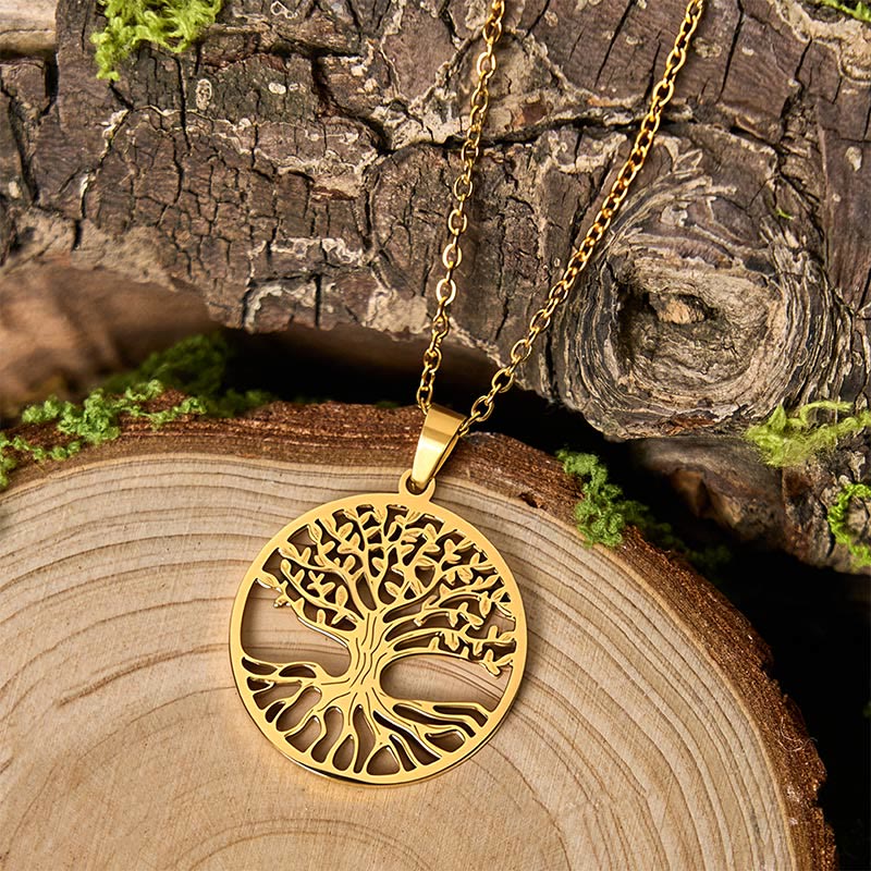 Collier pendentif Buddha Stones L'Arbre de Vie en acier titane - image 1