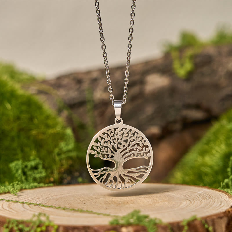 Collier pendentif Buddha Stones L'Arbre de Vie en acier titane - Argenté L'Arbre de Vie - image 6