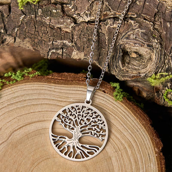 Collier pendentif Buddha Stones L'Arbre de Vie en acier titane - image 7