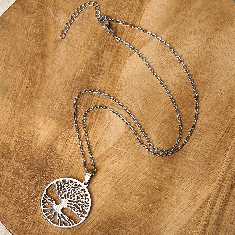 Collier pendentif Buddha Stones L'Arbre de Vie en acier titane - image 8