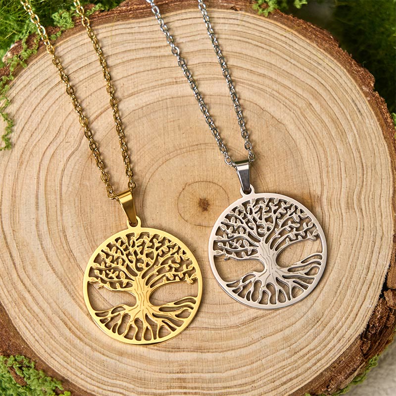 Collier pendentif Buddha Stones L'Arbre de Vie en acier titane - image 10