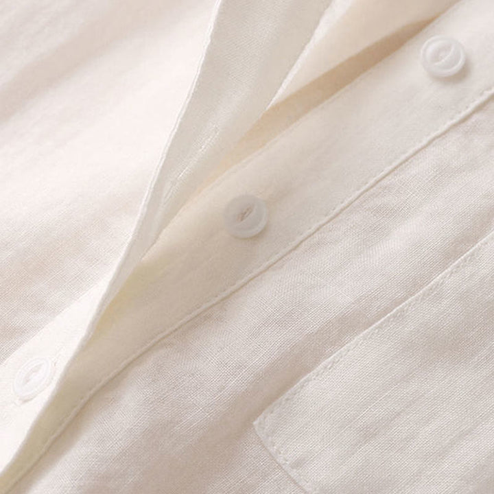Chemise décontractée en coton et lin à col en V et manches trois-quarts pour femme avec motif Buddha Stones - image 9