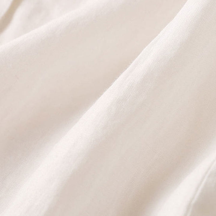 Chemise décontractée en coton et lin à col en V et manches trois-quarts pour femme avec motif Buddha Stones - image 10