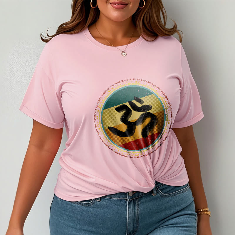 T-shirt en coton avec motif mandala circulaire simple et coloré représentant des Buddha Stones et le symbole Om - image 14