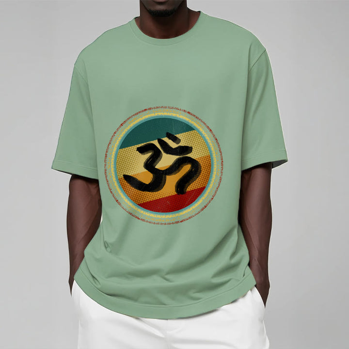 T-shirt en coton avec motif mandala circulaire simple et coloré représentant des Buddha Stones et le symbole Om - image 16