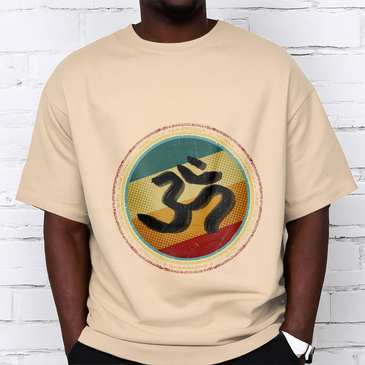 T-shirt en coton avec motif mandala circulaire simple et coloré représentant des Buddha Stones et le symbole Om - image 10