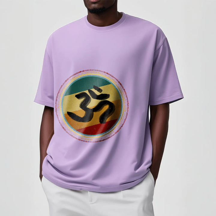 T-shirt en coton avec motif mandala circulaire simple et coloré représentant des Buddha Stones et le symbole Om - image 18