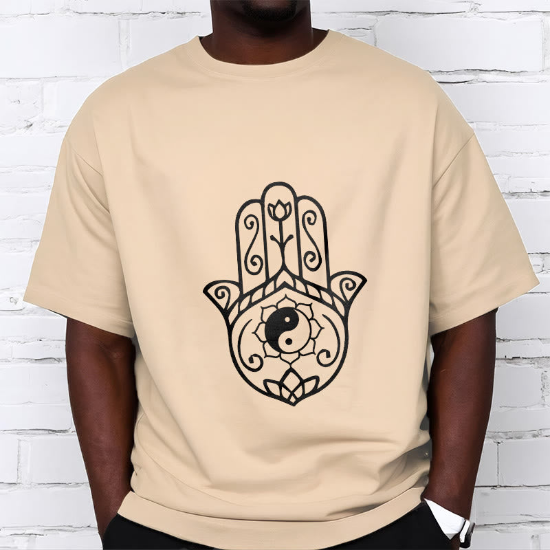 T-shirt en coton avec motif Buddha Stones, main de Fatima, Yin et Yang - image 12