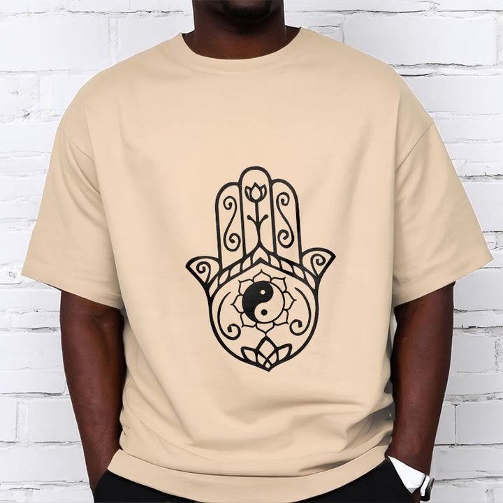 T-shirt en coton avec motif Buddha Stones, main de Fatima, Yin et Yang - image 12