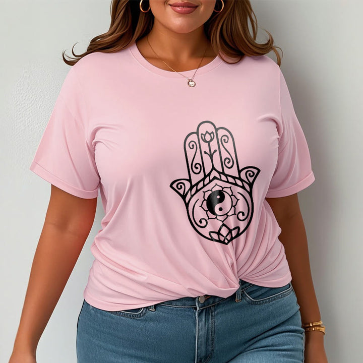 T-shirt en coton avec motif Buddha Stones, main de Fatima, Yin et Yang - image 14