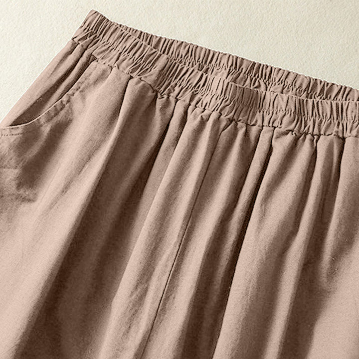 Pantalon Buddha Stones en coton et lin pour femme, style décontracté, vintage, avec broderies et motifs cachemire, avec poches - image 5
