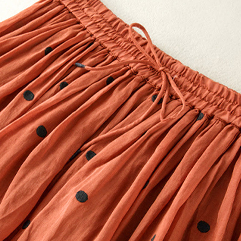 Jupe plissée pour femme à motif artistique vintage à pois Buddha Stones - image 39