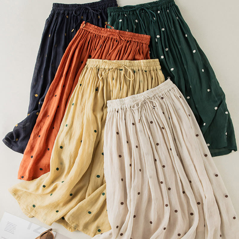 Jupe plissée pour femme à motif artistique vintage à pois Buddha Stones - image 31