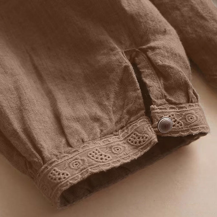 Chemise décontractée à manches trois-quarts et col rond ajouré pour femme avec Buddha Stones - image 6