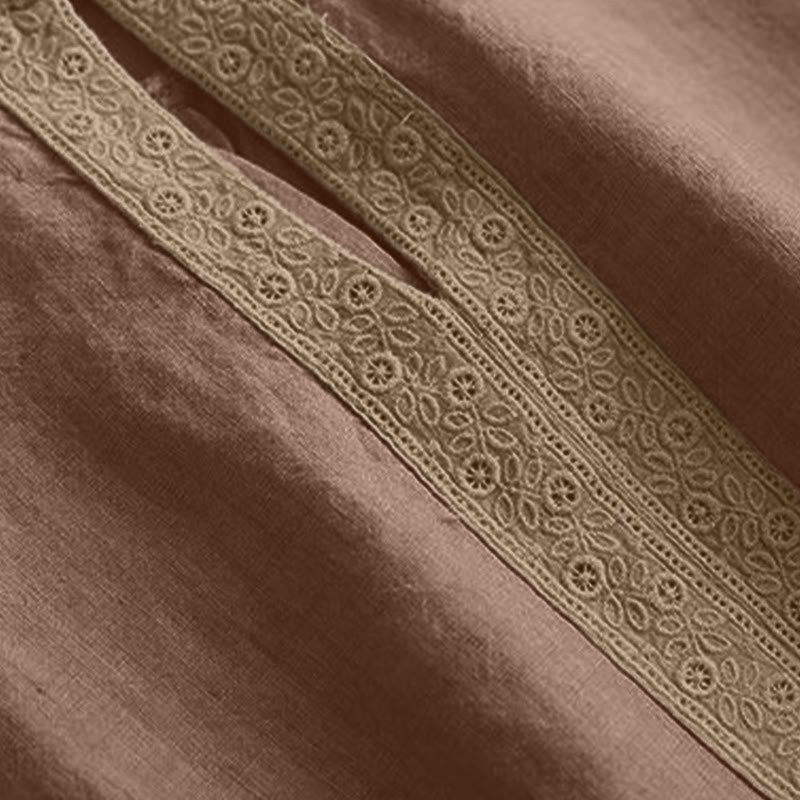 Chemise décontractée à manches trois-quarts et col rond ajouré pour femme avec Buddha Stones - image 5