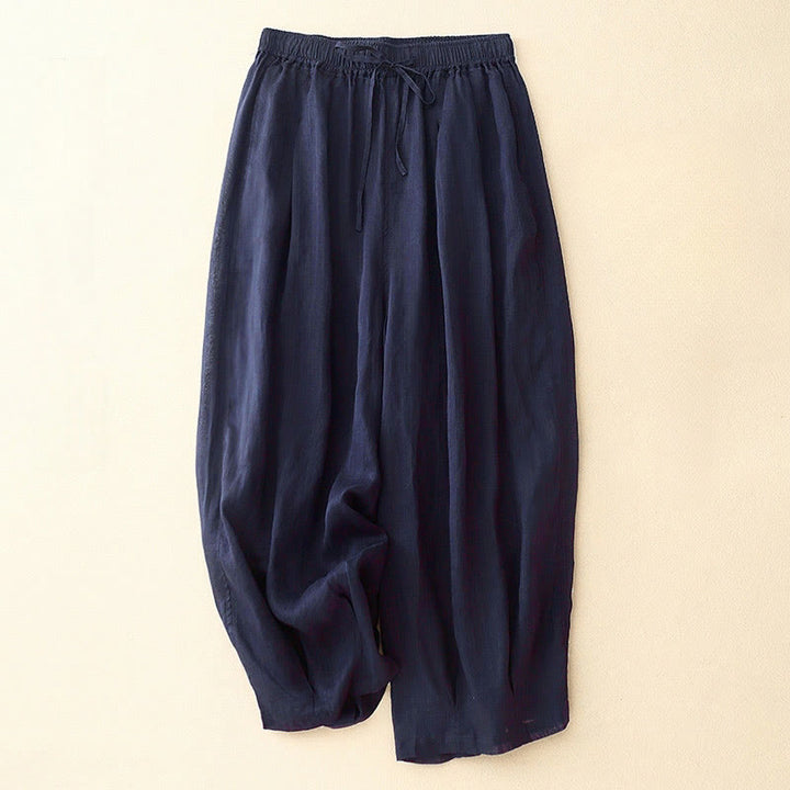 Pantalon Buddha Stones décontracté ample double épaisseur longueur 7-8 pour femme avec poches - Bleu nuit - US8-10，UK/AU12-14，EU40-42 (2XL) - image 7