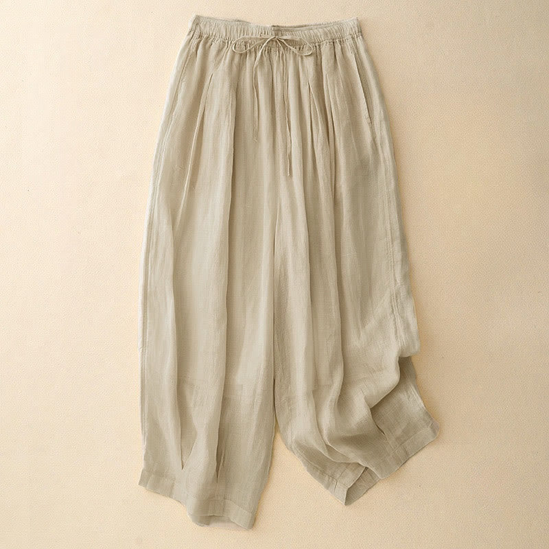 Pantalon Buddha Stones décontracté ample double épaisseur longueur 7-8 pour femme avec poches - Beige - US8-10，UK/AU12-14，EU40-42 (2XL) - image 21