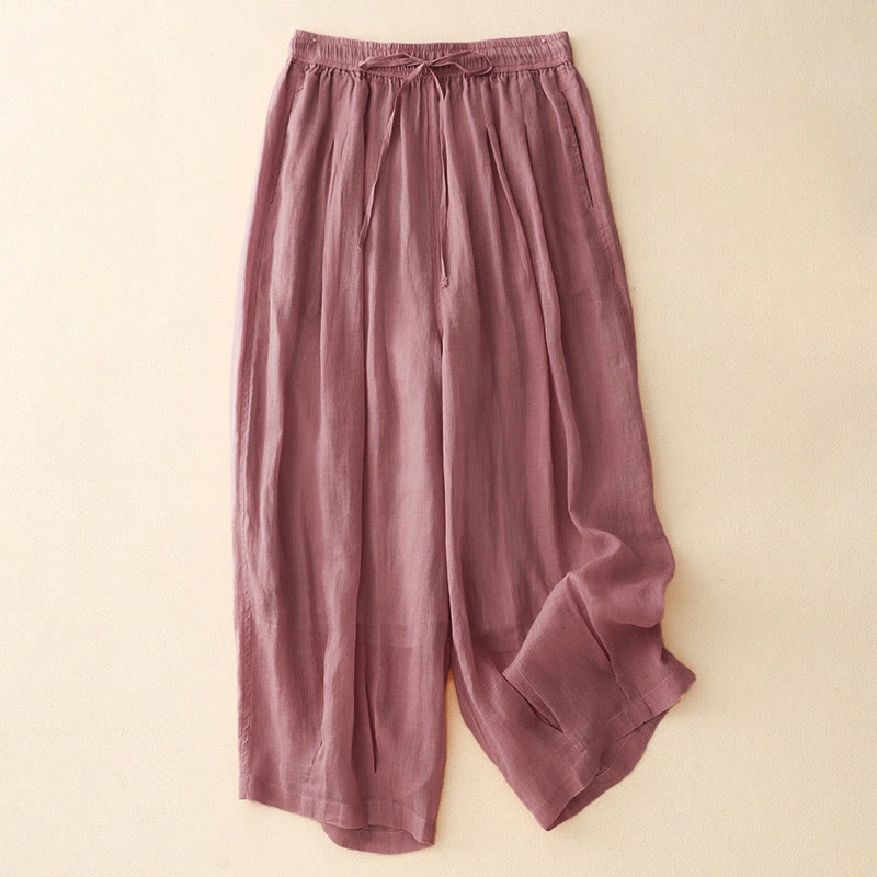Pantalon Buddha Stones décontracté ample double épaisseur longueur 7-8 pour femme avec poches - Rose clair - US8-10，UK/AU12-14，EU40-42 (2XL) - image 16