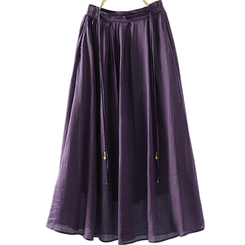 Jupe d'été rétro à pompons et poches pour femme, motif Buddha Stones - Violet - US12，UK/AU16，EU44 (2XL) - image 15