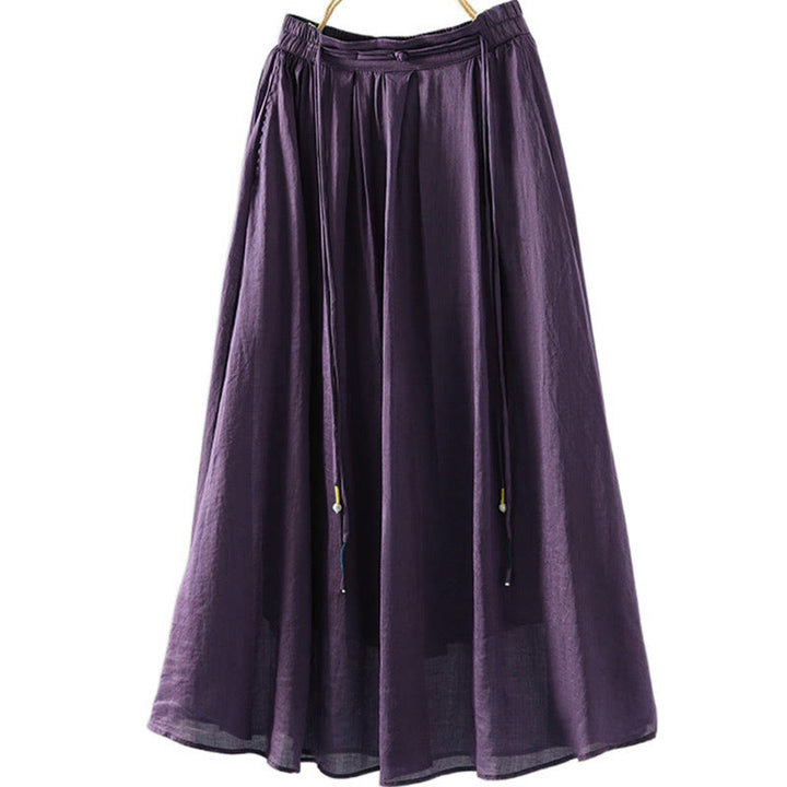 Jupe d'été rétro à pompons et poches pour femme, motif Buddha Stones - Violet - US12，UK/AU16，EU44 (2XL) - image 15