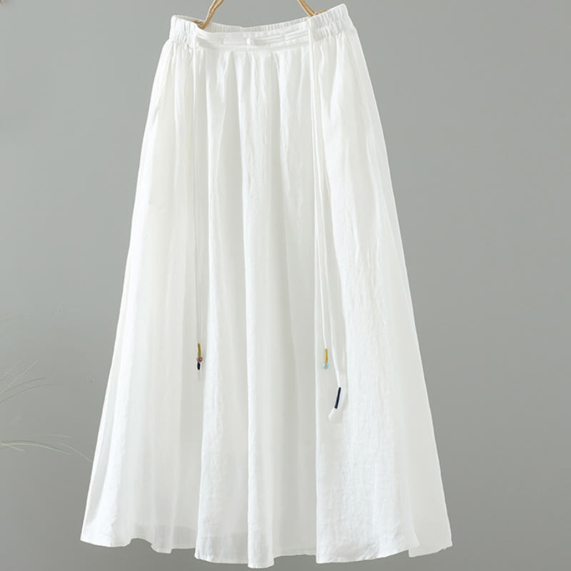 Jupe d'été rétro à pompons et poches pour femme, motif Buddha Stones - Blanc - US12，UK/AU16，EU44 (2XL) - image 5