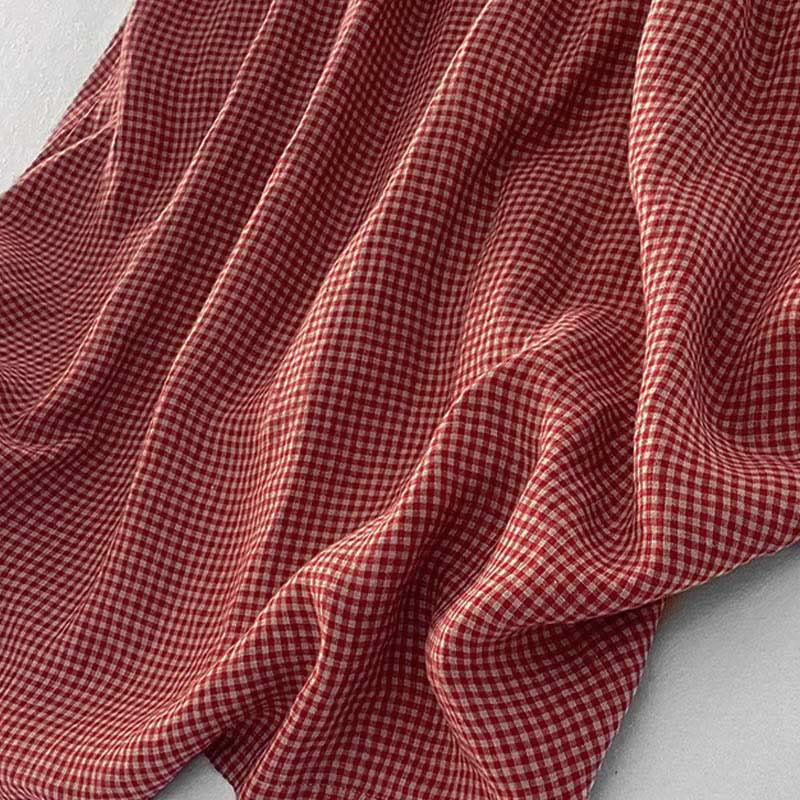 Robe midi Buddha Stones à carreaux faite main en coton sans manches avec poches - image 1