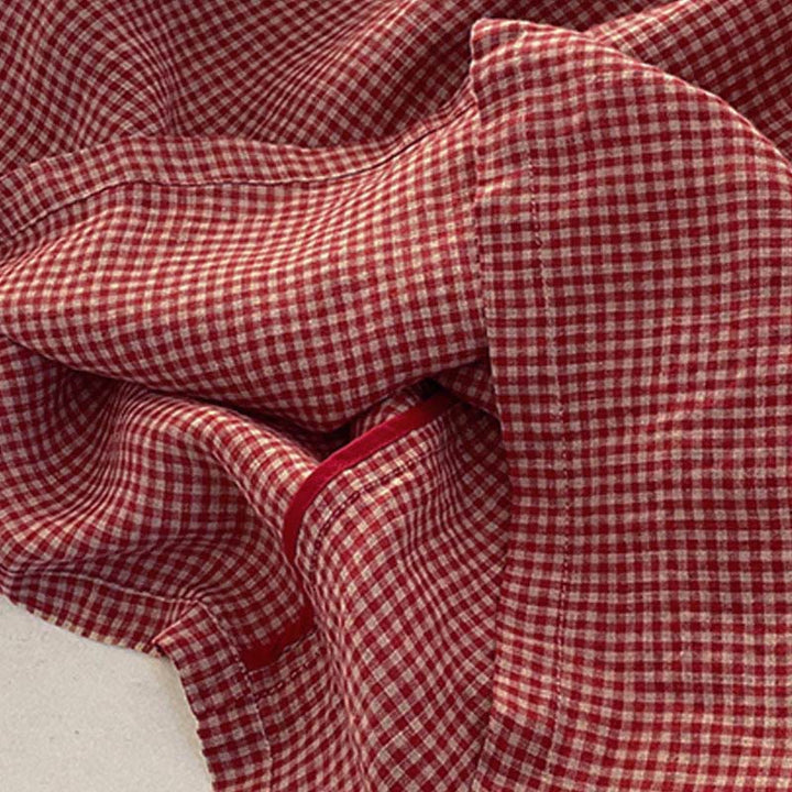 Robe midi Buddha Stones à carreaux faite main en coton sans manches avec poches - image 2