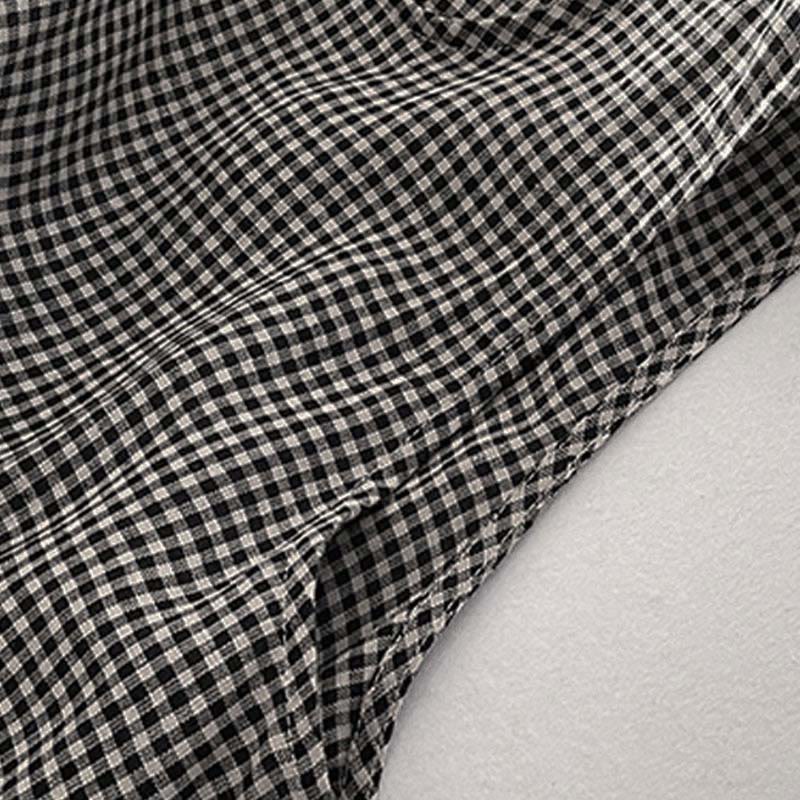 Robe midi Buddha Stones à carreaux faite main en coton sans manches avec poches - image 15