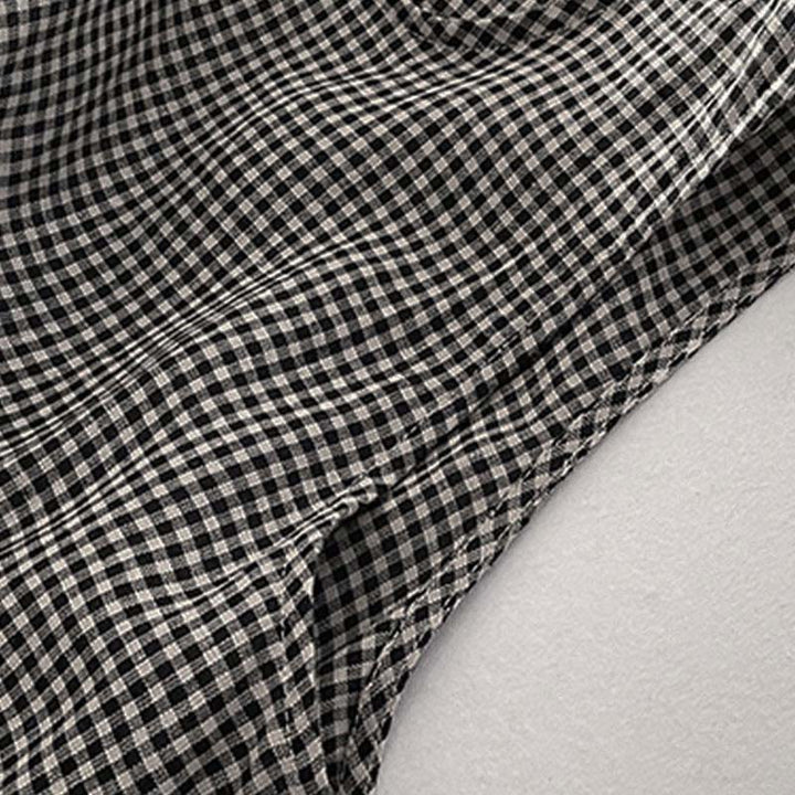 Robe midi Buddha Stones à carreaux faite main en coton sans manches avec poches - image 15