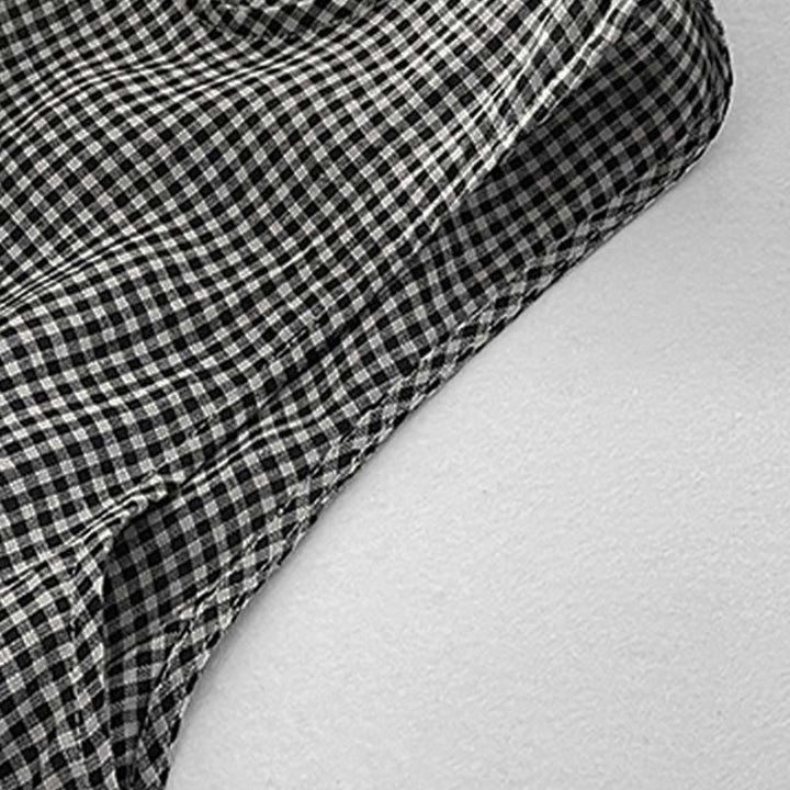 Robe midi Buddha Stones à carreaux faite main en coton sans manches avec poches - image 11