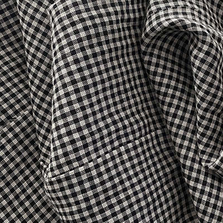 Robe midi Buddha Stones à carreaux faite main en coton sans manches avec poches - image 12