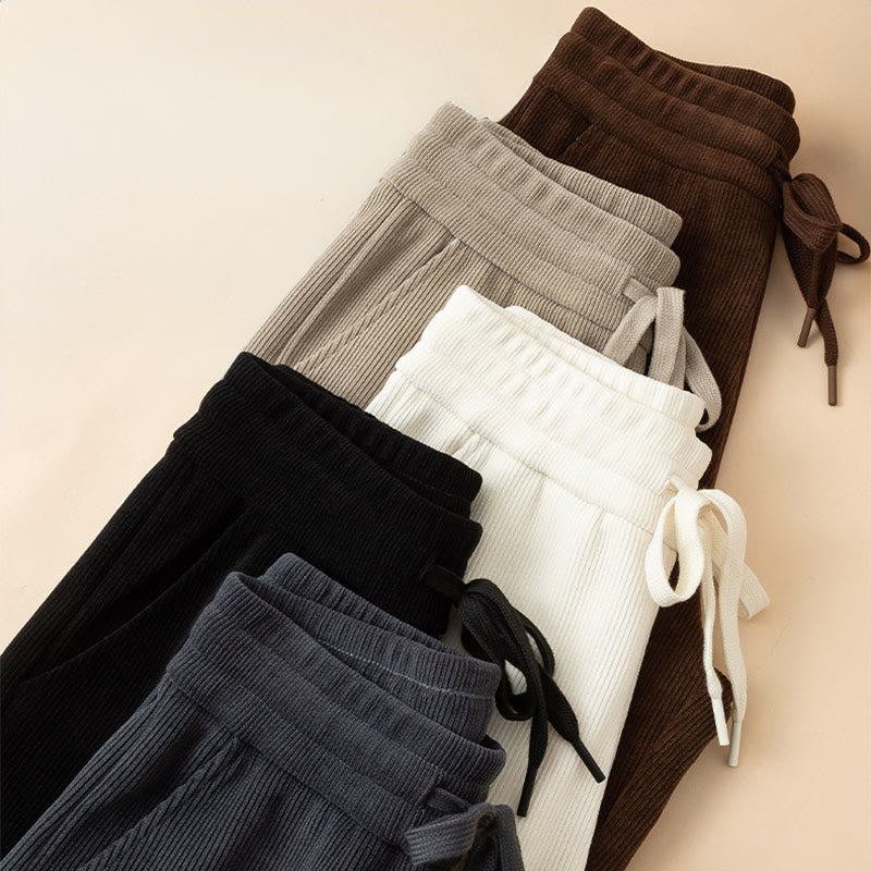 Pantalon large en coton avec poches pour femme Buddha Stones, couleur unie, automne - image 19