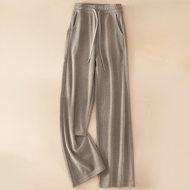 Pantalon large en coton avec poches pour femme Buddha Stones, couleur unie, automne - Tanné - US14，UK/AU18，EU46 (4XL) - image 12