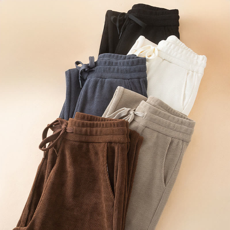 Pantalon large en coton avec poches pour femme Buddha Stones, couleur unie, automne - image 18