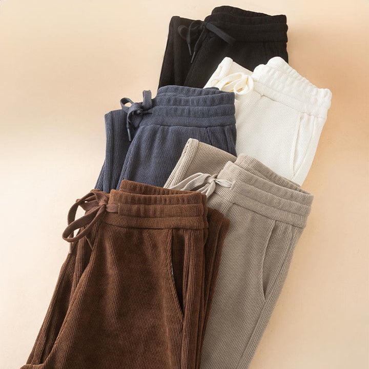 Pantalon large en coton avec poches pour femme Buddha Stones, couleur unie, automne - image 18